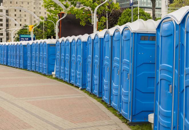 Seasonal porta potty units set up at a Bend, Oregon venue